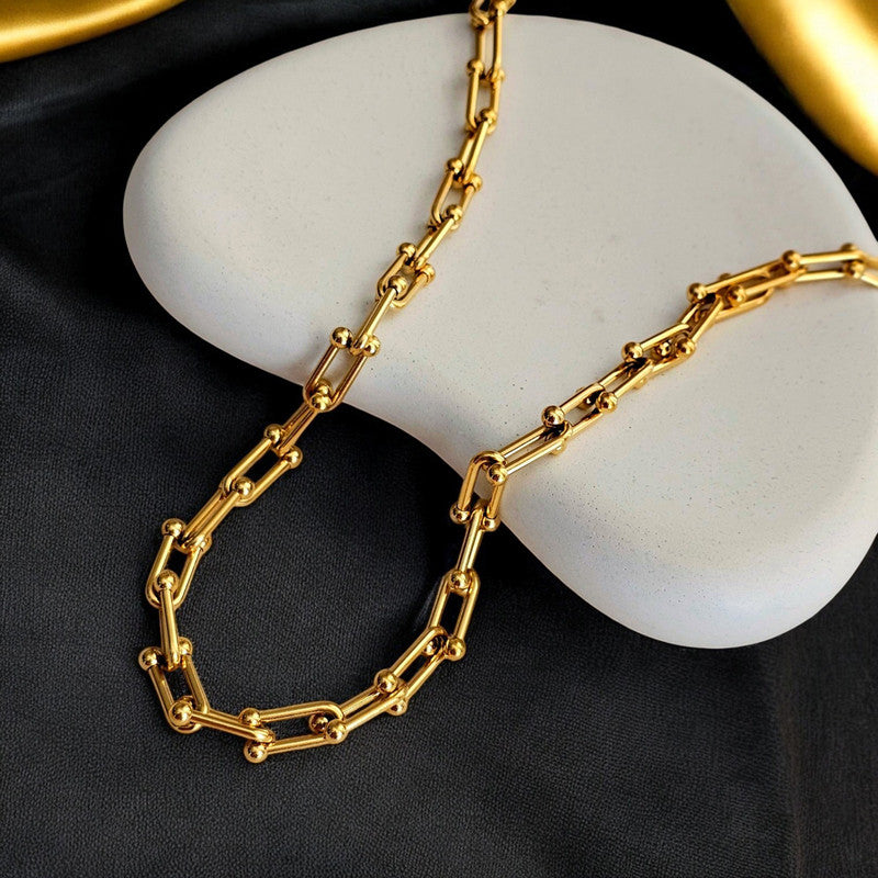 Jewels Galaxy Gold Plated Anti Tarnish Stainless Steel Rope Themed Necklace (Thin Chain)