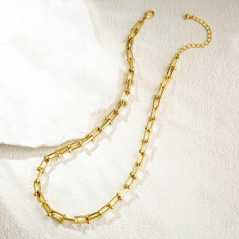 Jewels Galaxy Gold Plated Anti Tarnish Stainless Steel Rope Themed Necklace (Thin Chain)