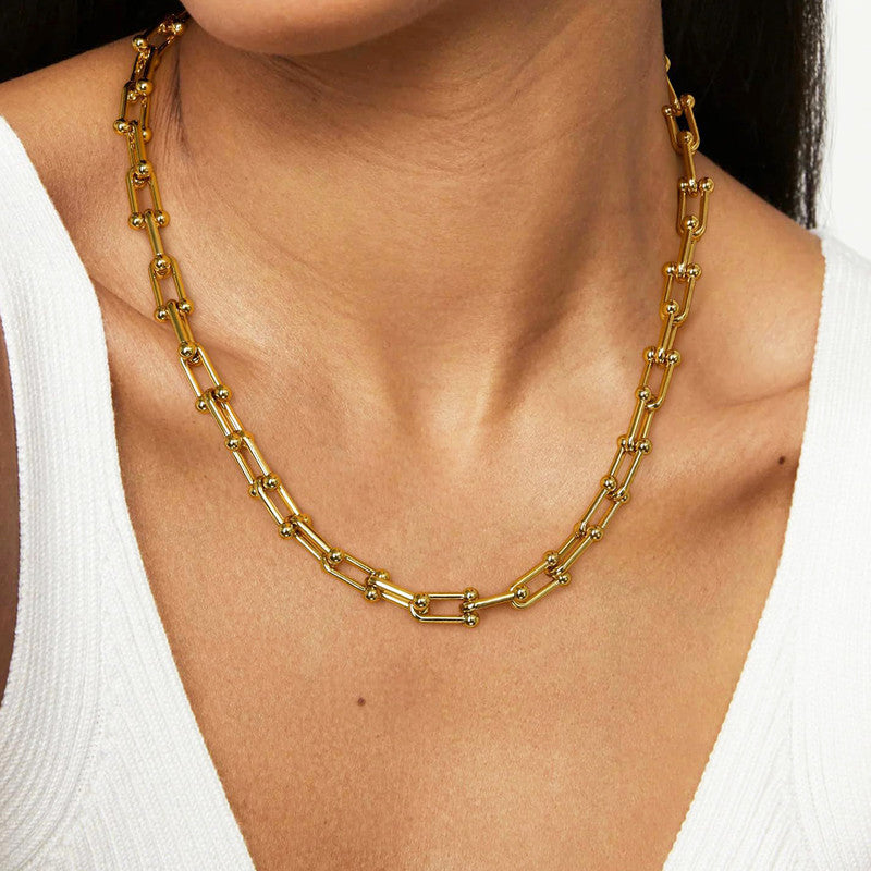 Jewels Galaxy Gold Plated Anti Tarnish Stainless Steel Rope Themed Necklace (Thin Chain)