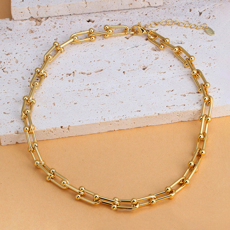 Jewels Galaxy Gold Plated Anti Tarnish Stainless Steel Rope Themed Necklace (Thin Chain)