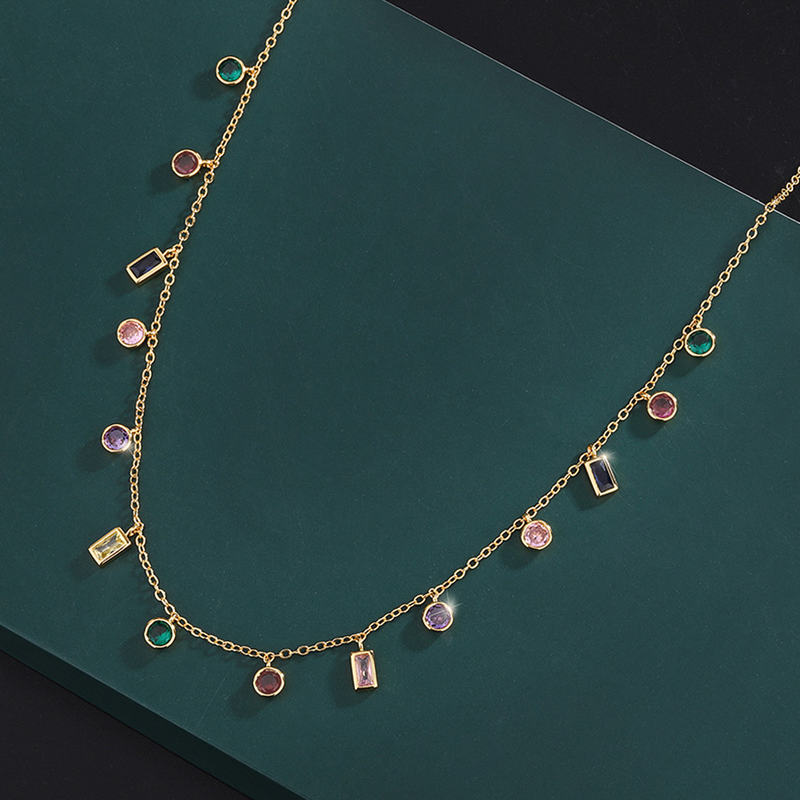 Jewels Galaxy Gold Plated Anti Tarnish Stainless Steel Multicolour Geometrical Necklace