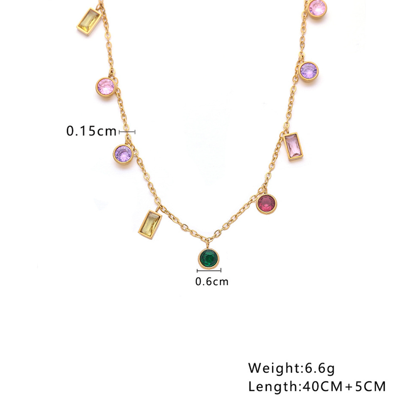 Jewels Galaxy Gold Plated Anti Tarnish Stainless Steel Multicolour Geometrical Necklace