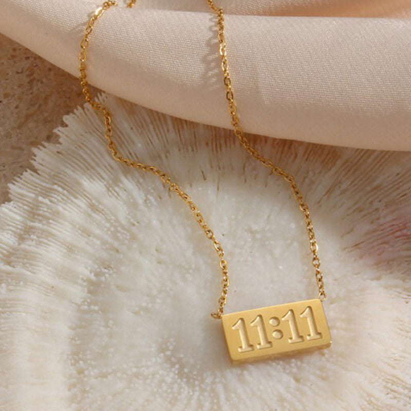 Jewels Galaxy Gold-Plated Anti Tarnish 11:11 Angel Make a Wish Stainless Steel Pendant