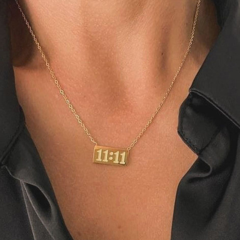 Jewels Galaxy Gold-Plated Anti Tarnish 11:11 Angel Make a Wish Stainless Steel Pendant