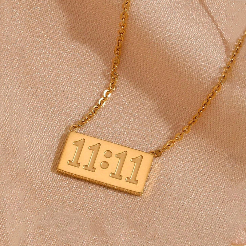 Jewels Galaxy Gold-Plated Anti Tarnish 11:11 Angel Make a Wish Stainless Steel Pendant