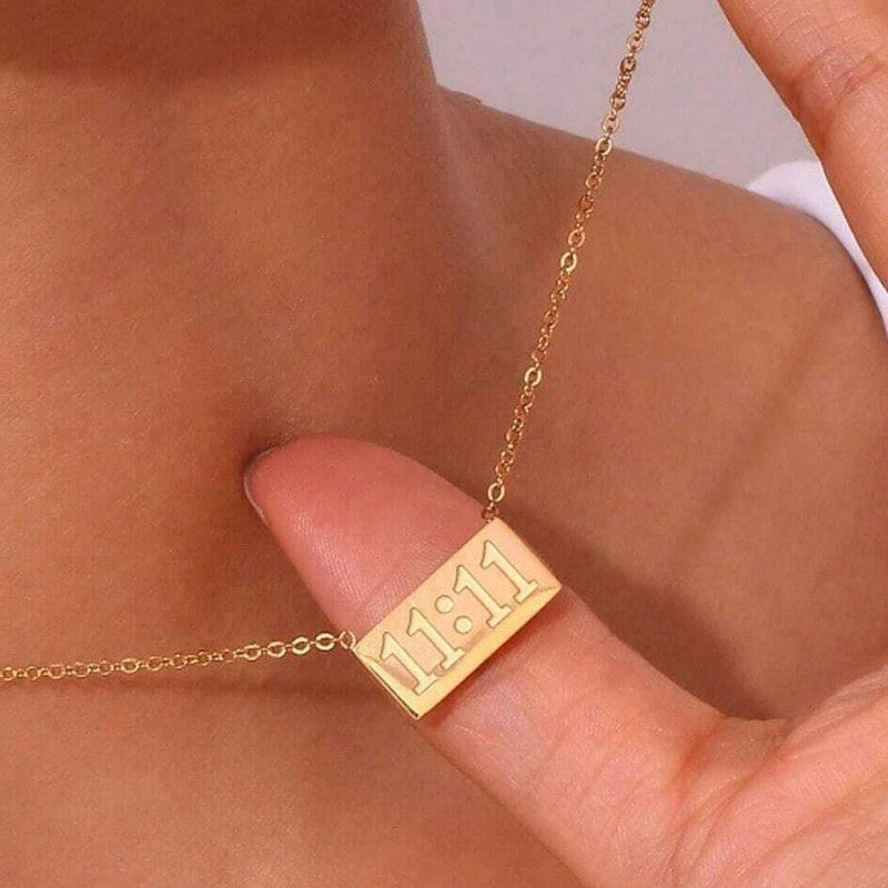 Jewels Galaxy Gold-Plated Anti Tarnish 11:11 Angel Make a Wish Stainless Steel Pendant