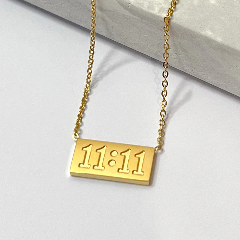 Jewels Galaxy Gold-Plated Anti Tarnish 11:11 Angel Make a Wish Stainless Steel Pendant