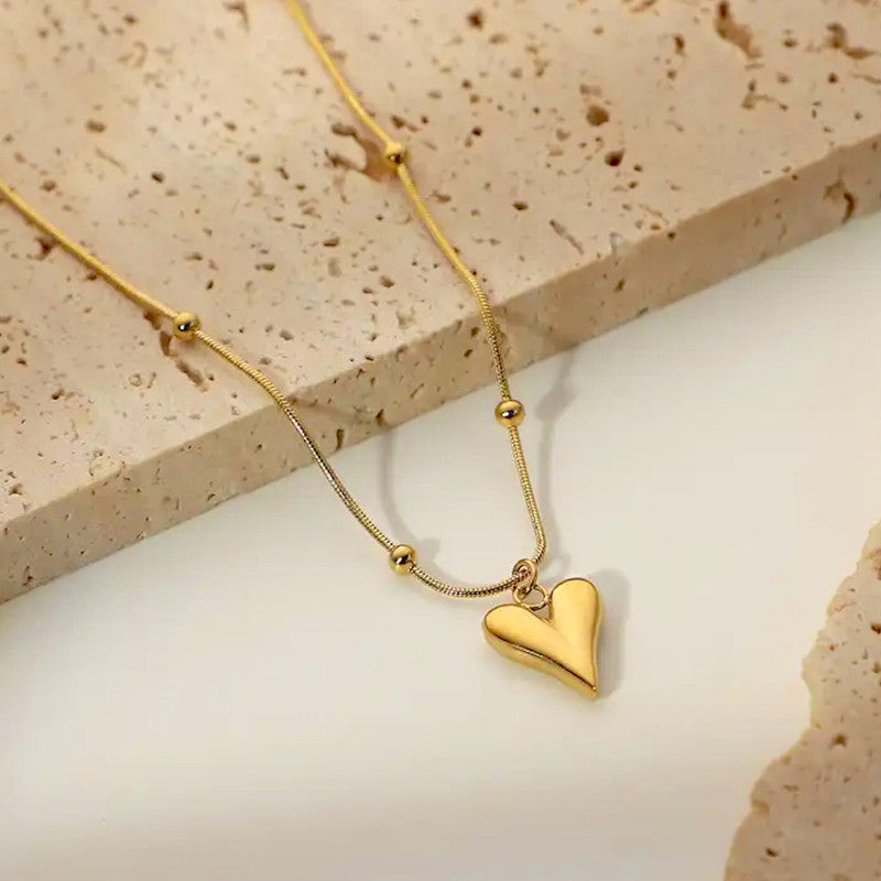 Jewels Galaxy Gold-Plated Anti Tarnish Heart themed Stainless Steel Pendant