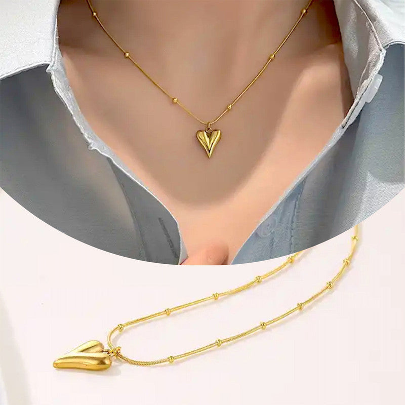 Jewels Galaxy Gold-Plated Anti Tarnish Heart themed Stainless Steel Pendant
