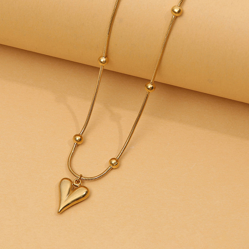 Jewels Galaxy Gold-Plated Anti Tarnish Heart themed Stainless Steel Pendant