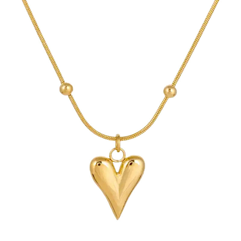 Jewels Galaxy Gold-Plated Anti Tarnish Heart themed Stainless Steel Pendant