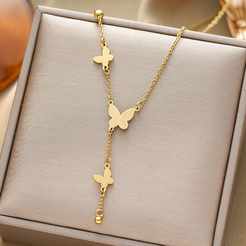 Jewels Galaxy Gold-Plated Anti Tarnish Butterfly Themed Pendant