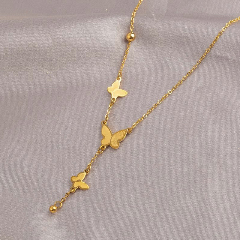 Jewels Galaxy Gold-Plated Anti Tarnish Butterfly Themed Pendant