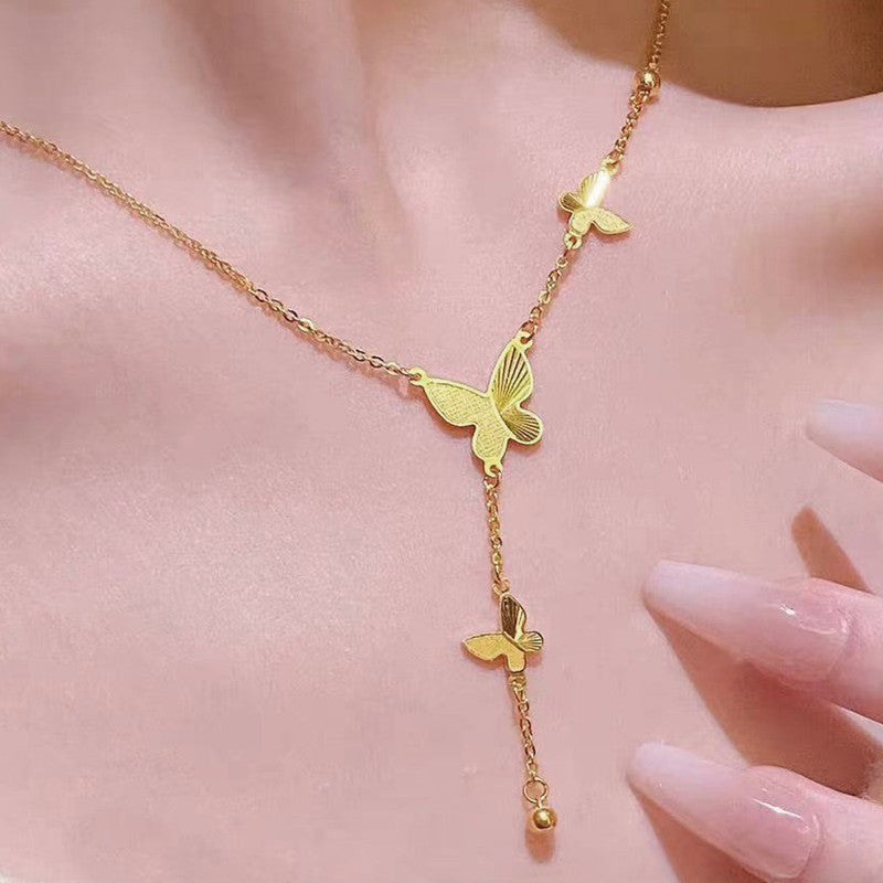 Jewels Galaxy Gold-Plated Anti Tarnish Butterfly Themed Pendant