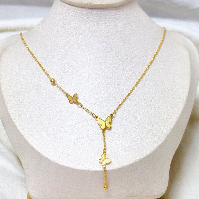 Jewels Galaxy Gold-Plated Anti Tarnish Butterfly Themed Pendant