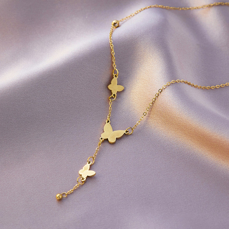 Jewels Galaxy Gold-Plated Anti Tarnish Butterfly Themed Pendant