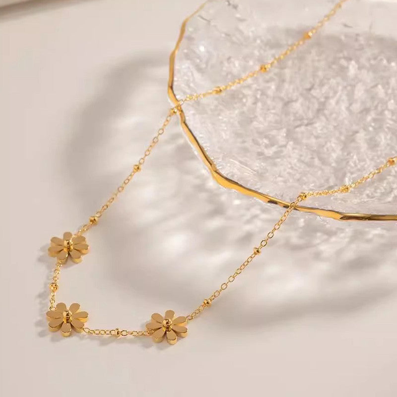 Jewels Galaxy Gold-Plated Anti Tarnish Floral Themed Pendant
