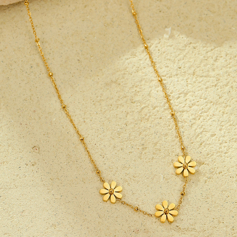 Jewels Galaxy Gold-Plated Anti Tarnish Floral Themed Pendant