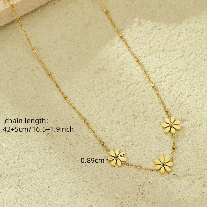 Jewels Galaxy Gold-Plated Anti Tarnish Floral Themed Pendant