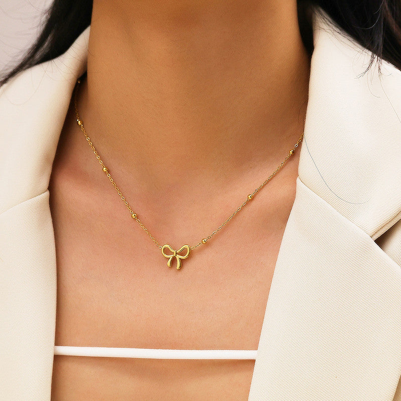 Jewels Galaxy Gold-Plated Anti Tarnish Infinity Bow Pendant