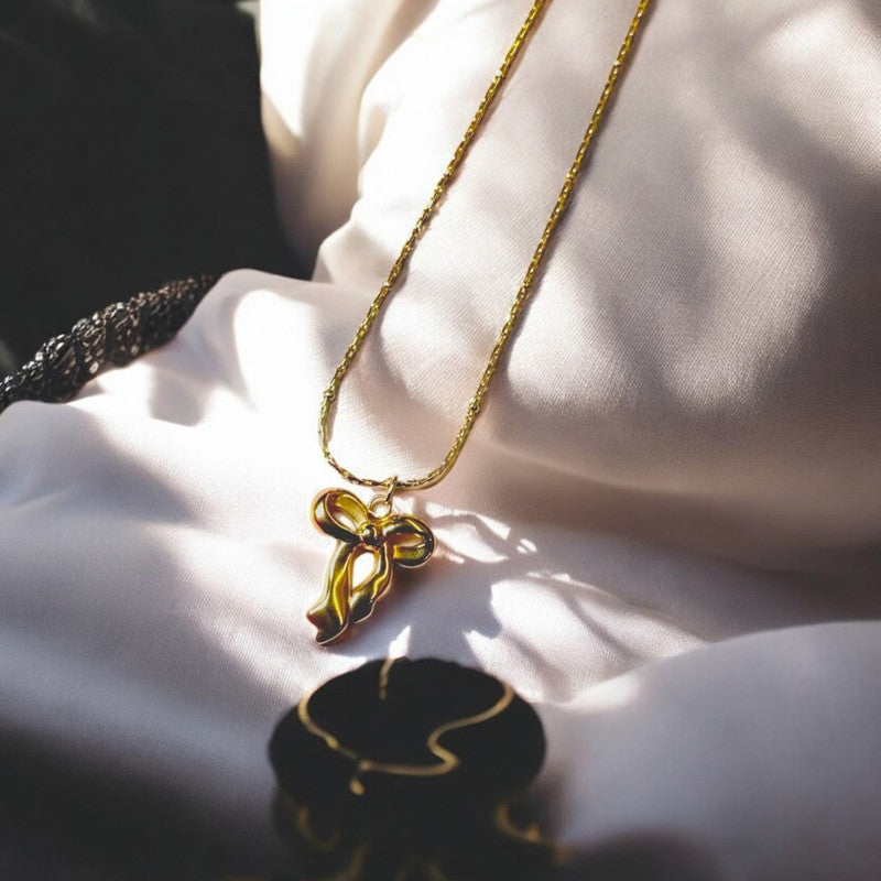 Jewels Galaxy Gold-Plated Anti Tarnish Infinity Bow Pendant