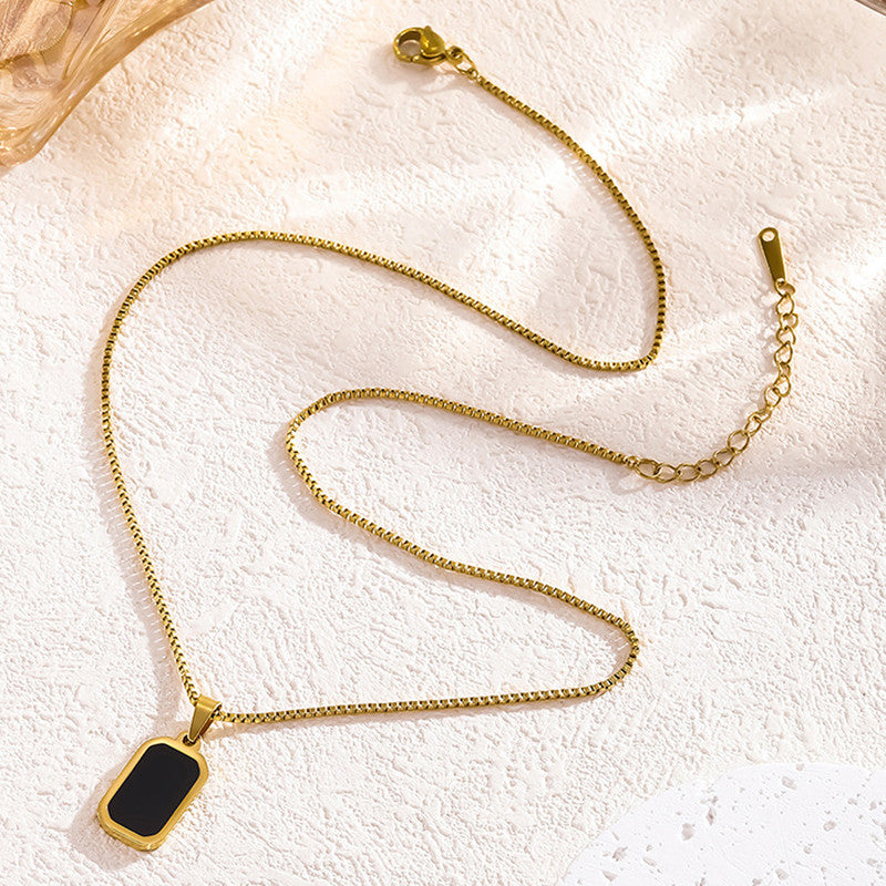 Jewels Galaxy Gold-Plated Anti Tarnish Black Geometric Pendant