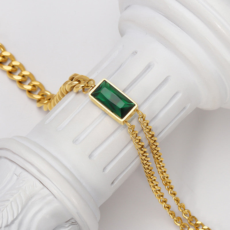 Jewels Galaxy Gold-Plated Anti Tarnish Green Geometric Pendant