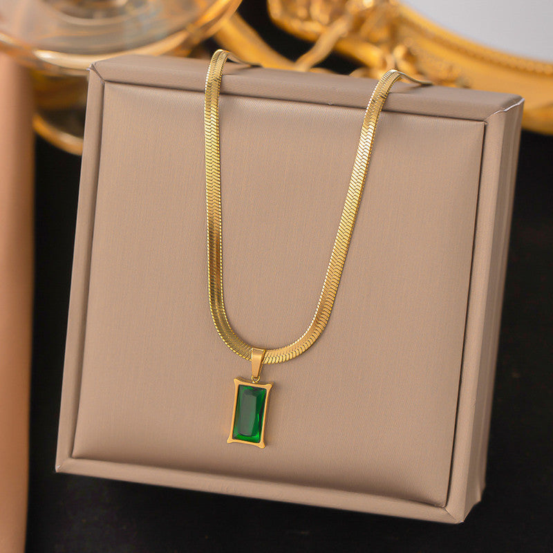 Jewels Galaxy Gold-Plated Anti Tarnish Green Geometric Pendant