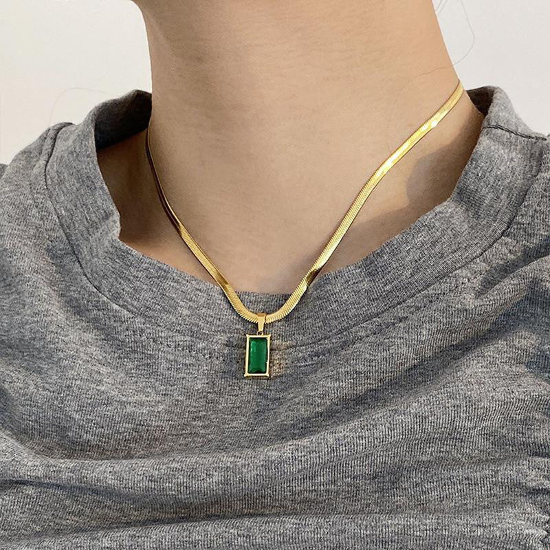 Jewels Galaxy Gold-Plated Anti Tarnish Green Geometric Pendant