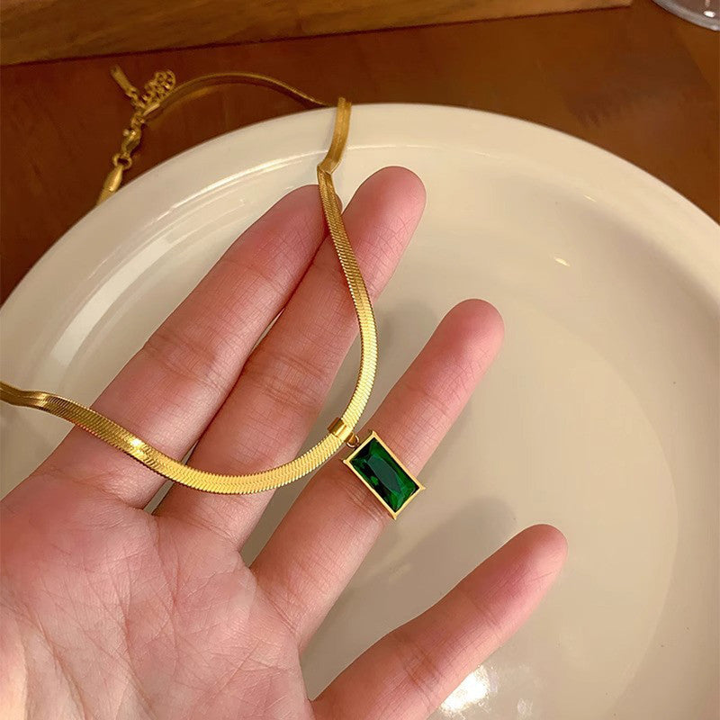 Jewels Galaxy Gold-Plated Anti Tarnish Green Geometric Pendant