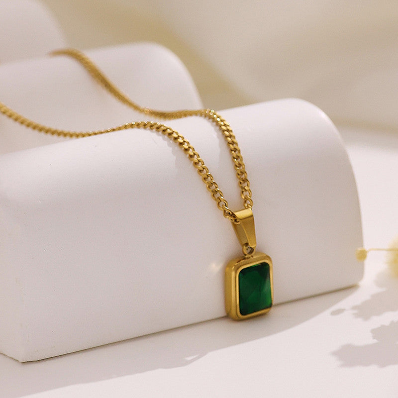 Jewels Galaxy Gold-Plated Anti Tarnish Green Geometric Pendant