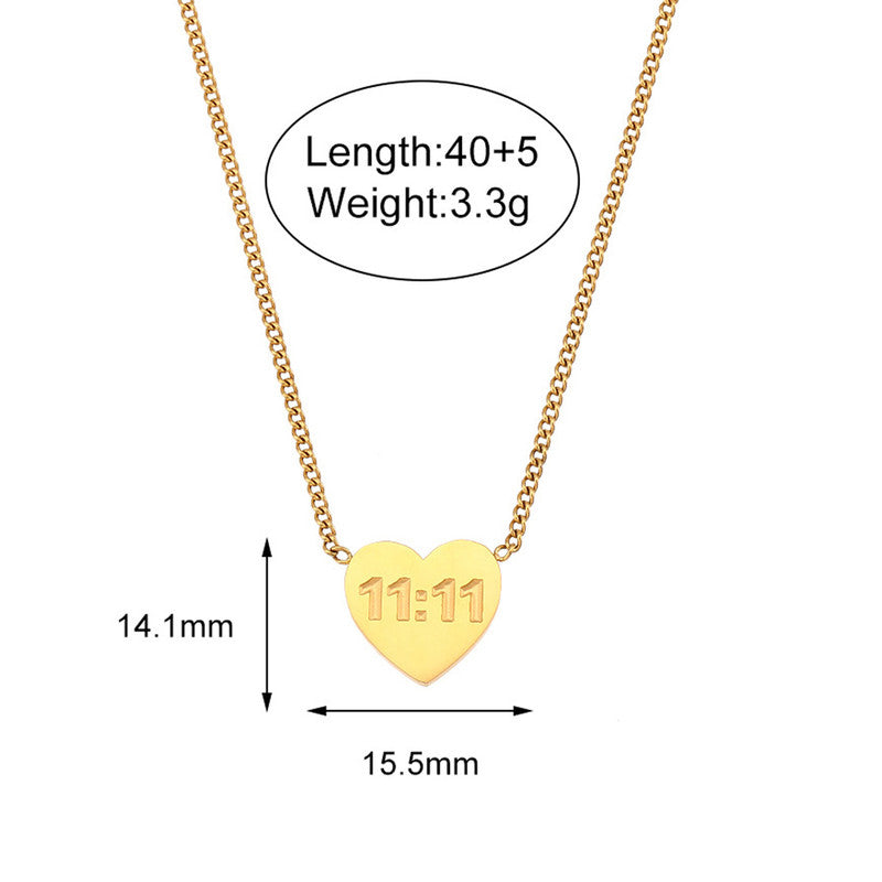 Jewels Galaxy Gold-Plated Anti Tarnish 11:11 Heart Themed Angel Make a Wish Pendant