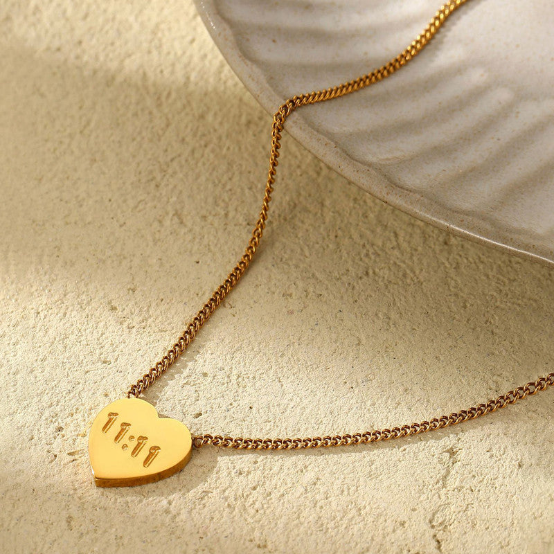Jewels Galaxy Gold-Plated Anti Tarnish 11:11 Heart Themed Angel Make a Wish Pendant