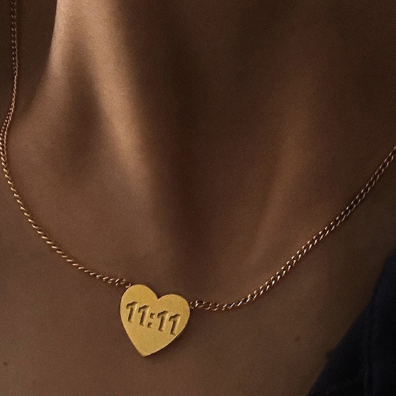 Jewels Galaxy Gold-Plated Anti Tarnish 11:11 Heart Themed Angel Make a Wish Pendant