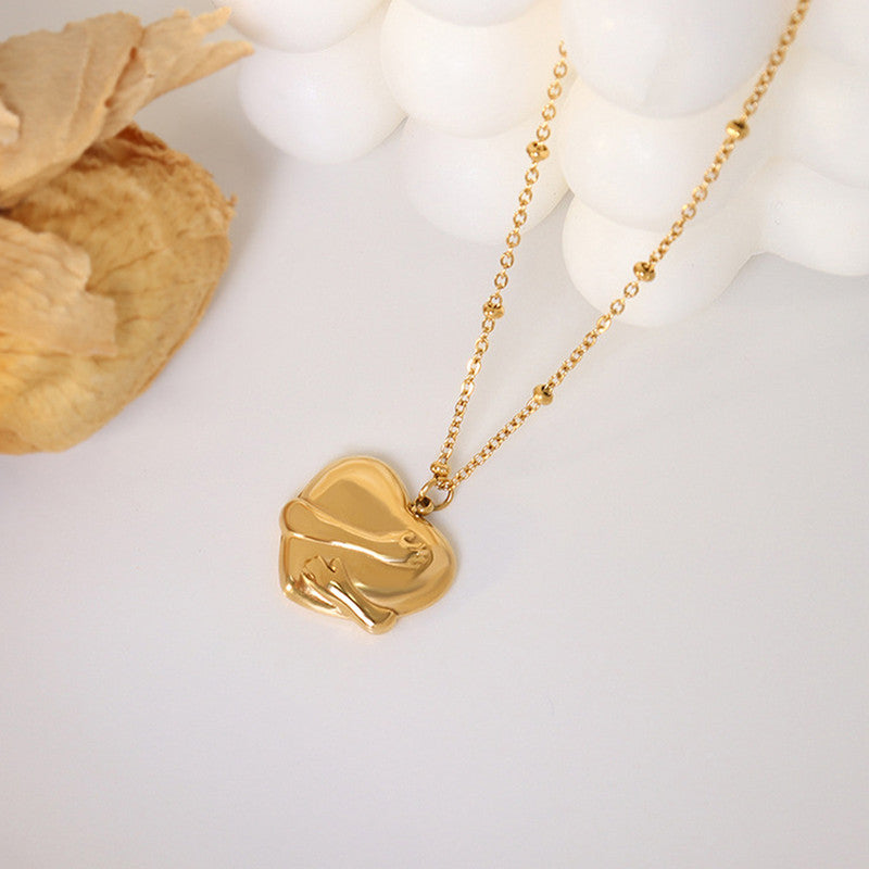 Jewels Galaxy Gold-Plated Anti Tarnish Heart Themed Pendant