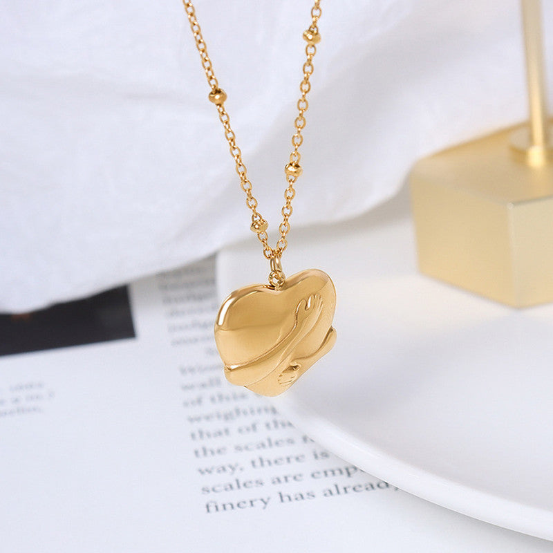 Jewels Galaxy Gold-Plated Anti Tarnish Heart Themed Pendant