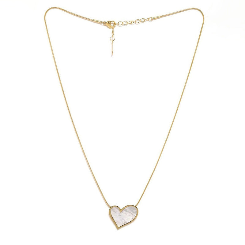 Jewels Galaxy Gold-Plated Anti Tarnish Heart Themed MOP Pendant