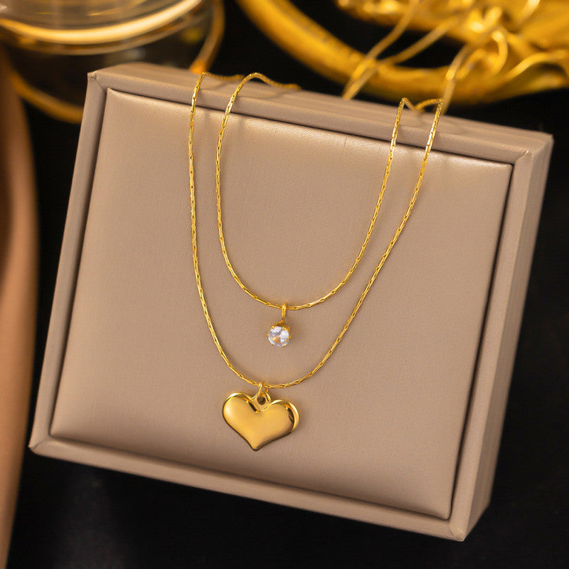 Jewels Galaxy Gold-Plated Anti Tarnish Heart Themed Layered Pendant