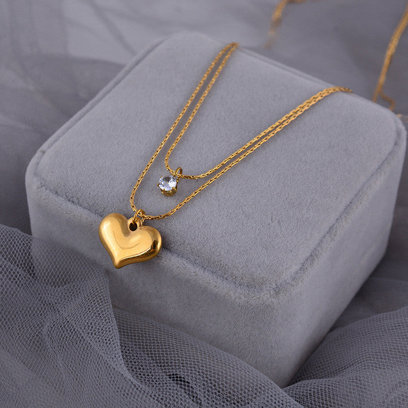 Jewels Galaxy Gold-Plated Anti Tarnish Heart Themed Layered Pendant