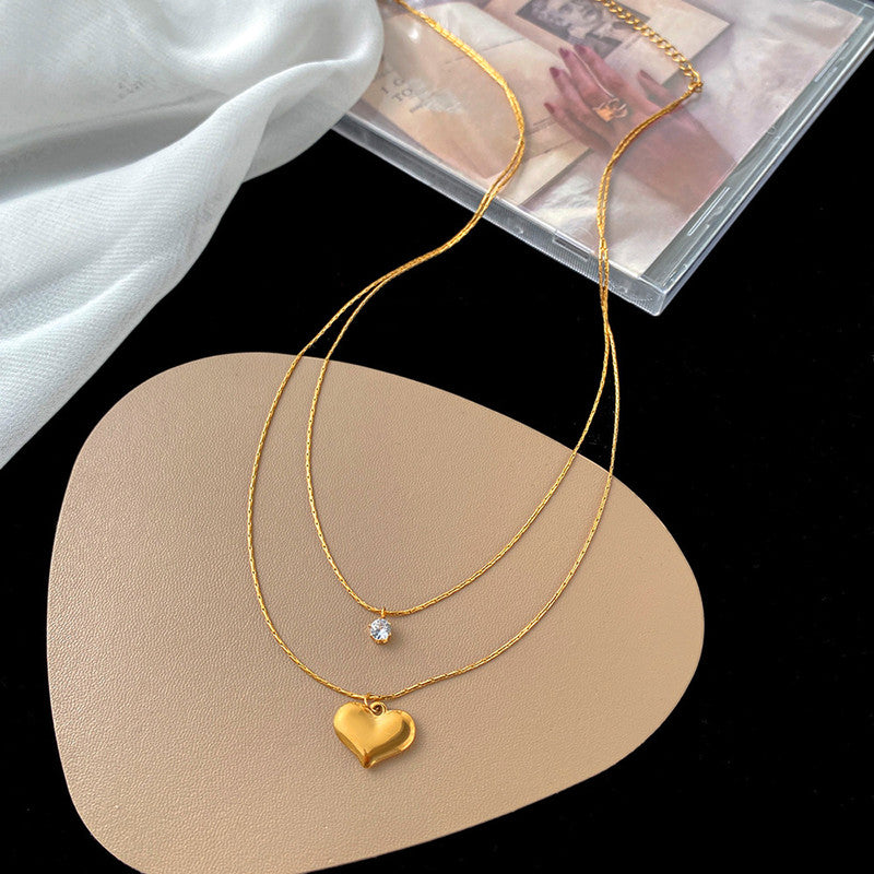 Jewels Galaxy Gold-Plated Anti Tarnish Heart Themed Layered Pendant
