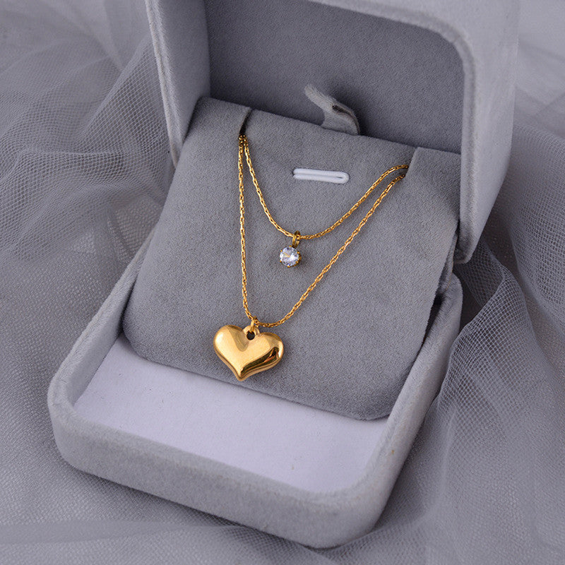 Jewels Galaxy Gold-Plated Anti Tarnish Heart Themed Layered Pendant