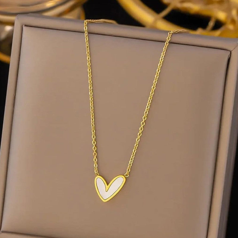 Jewels Galaxy Gold-Plated Anti Tarnish Heart Themed MOP Pendant