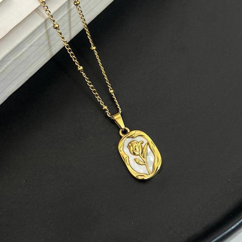 Jewels Galaxy Gold Plated Anti Tarnish Rose Themed Pendant