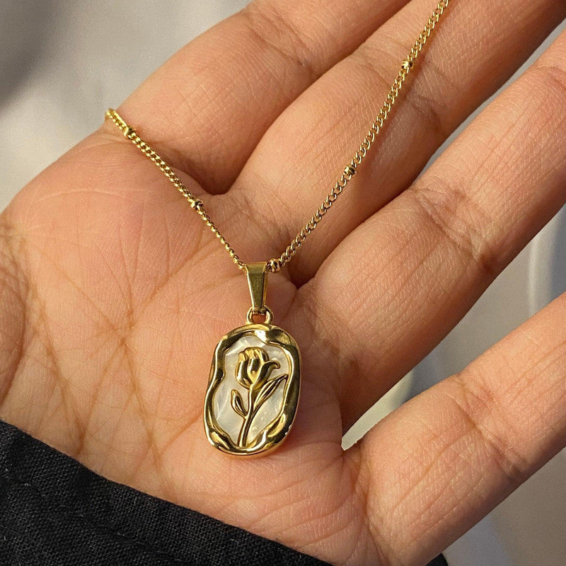 Jewels Galaxy Gold Plated Anti Tarnish Rose Themed Pendant