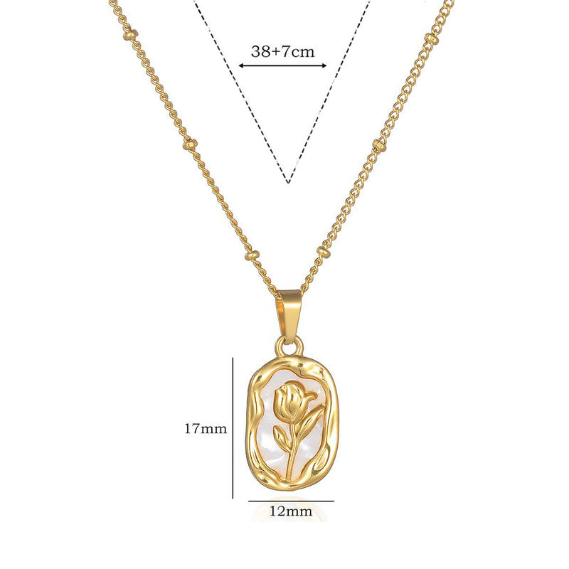 Jewels Galaxy Gold Plated Anti Tarnish Rose Themed Pendant