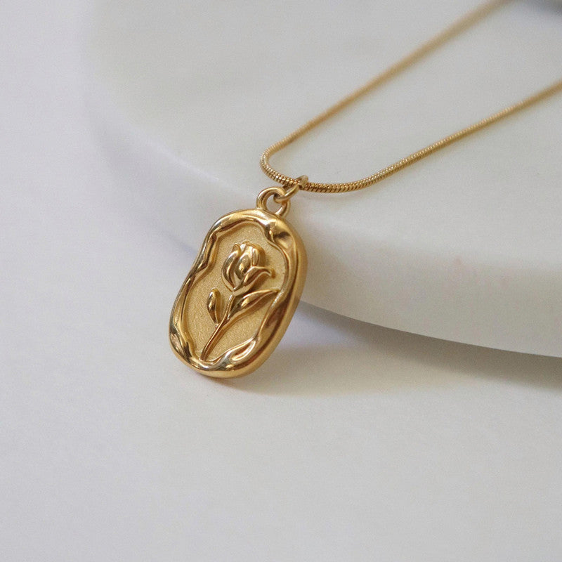 Jewels Galaxy Gold Plated White Anti Tarnish Rose Themed Pendant