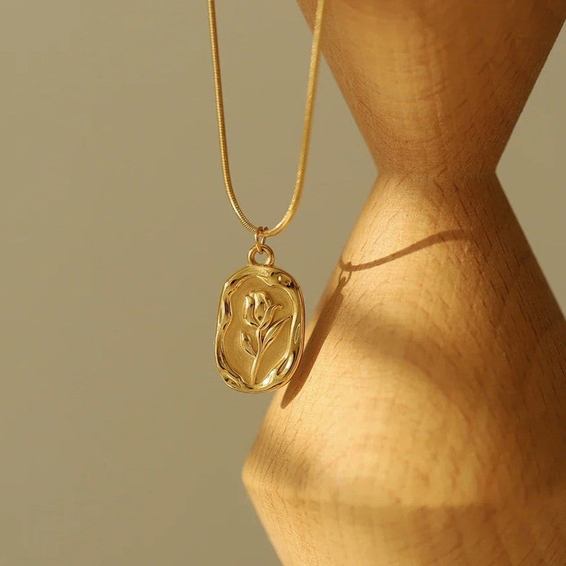 Jewels Galaxy Gold Plated White Anti Tarnish Rose Themed Pendant
