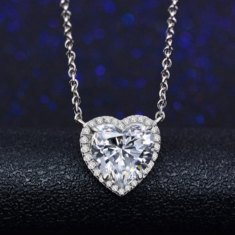 Jewels Galaxy Silver Plated Anti Tarnish American Diamond Studded Heart Themed Pendant