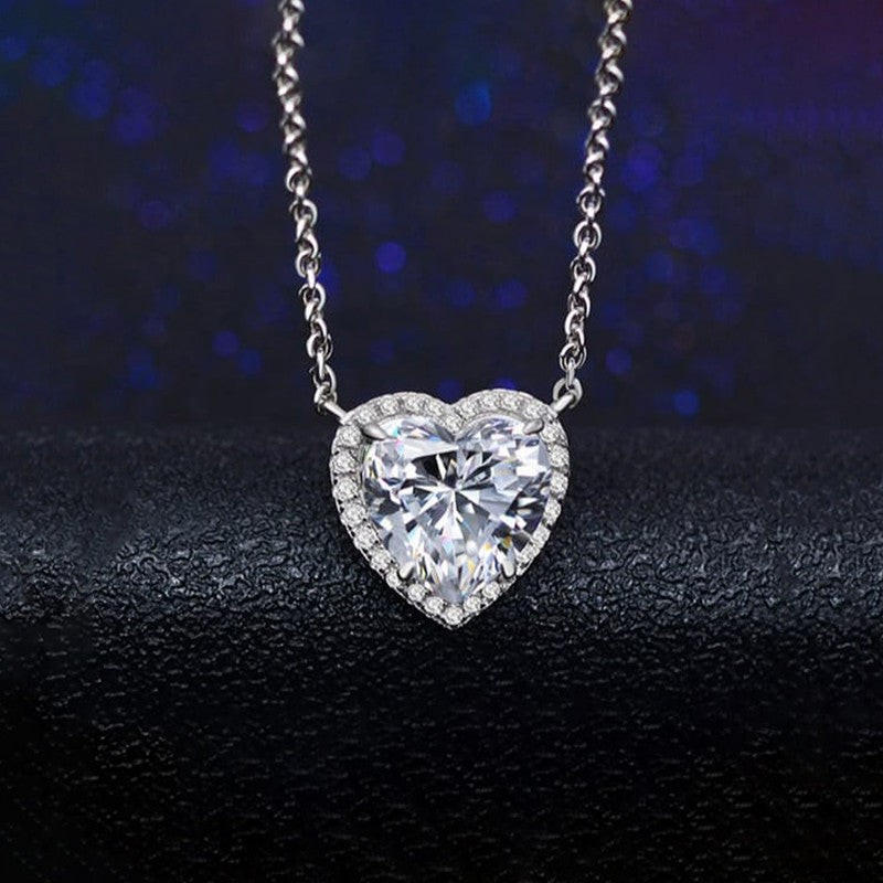Jewels Galaxy Silver Plated Anti Tarnish American Diamond Studded Heart Themed Pendant
