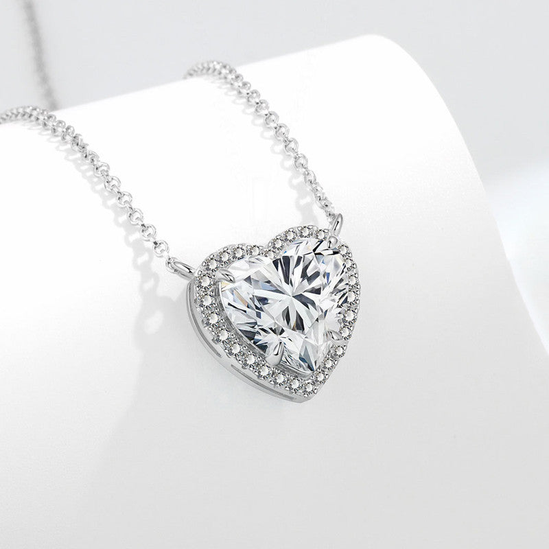 Jewels Galaxy Silver Plated Anti Tarnish American Diamond Studded Heart Themed Pendant